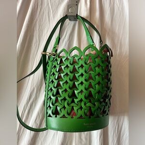 Kate Spade Dorie Bucket Bag Green  Italian Leather Novelty Small Sample Bag